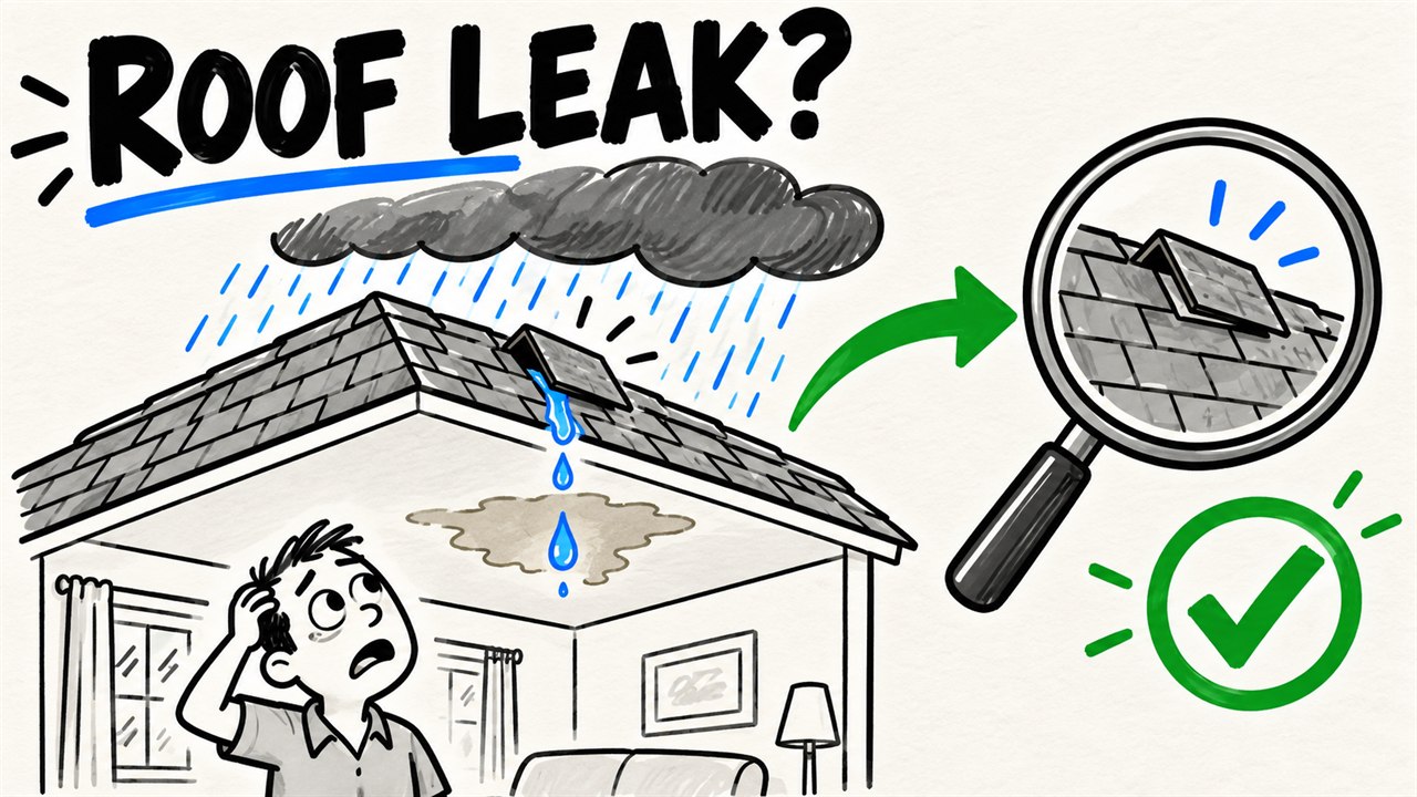Roofing studio sample cover: Roof leak?